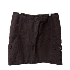Merona Womens Sz 14 Brown Linen Blend Cargo Mini Skirt Y2K Minimalist Summer